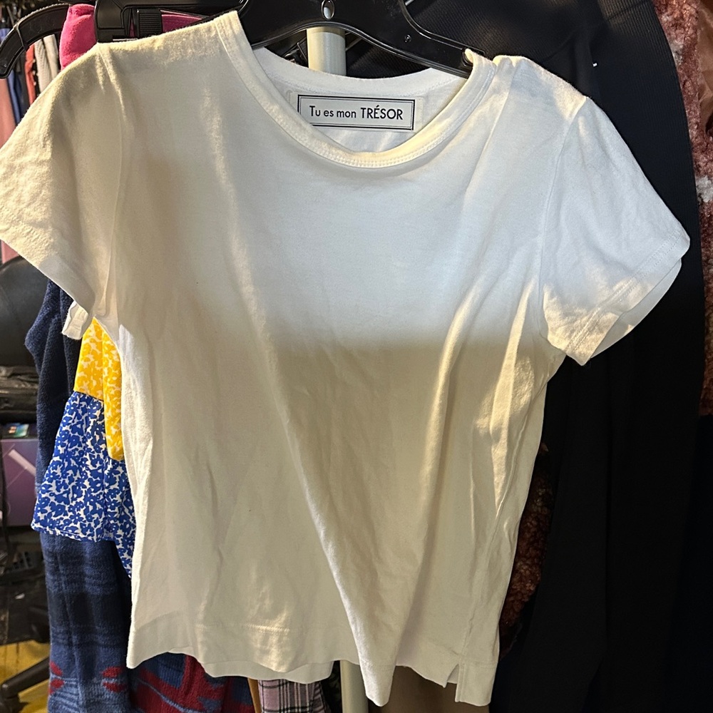 Tu es mon TRESOR Classic White Short Sleeve Tee 1/38 small bow